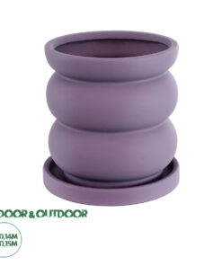 GloboStar® Artificial Garden BOGOTA 20500 Διακοσμητικό Κεραμικό Κασπώ Γλάστρα - Flower Pot Μωβ Φ14 x Υ15cm