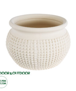 GloboStar® Artificial Garden MORELIA 20510 Διακοσμητικό Κεραμικό Κασπώ Γλάστρα - Flower Pot Μπεζ Φ19 x Υ13cm