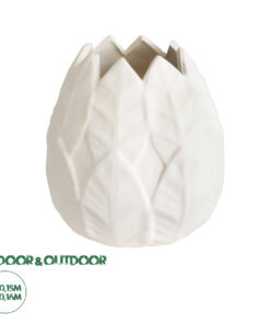 GloboStar® Artificial Garden FLORES 20511 Διακοσμητικό Κεραμικό Κασπώ Γλάστρα - Flower Pot Λευκό Φ15 x Υ16cm