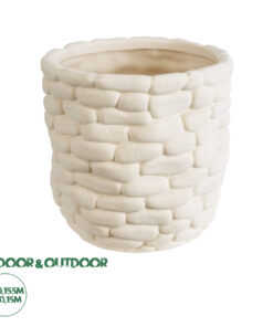 GloboStar® Artificial Garden UBUD 20512 Διακοσμητικό Κεραμικό Κασπώ Γλάστρα - Flower Pot Λευκό Φ15.5 x Υ15cm