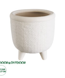 GloboStar® Artificial Garden YUKATAN 20513 Διακοσμητικό Κεραμικό Κασπώ Γλάστρα - Flower Pot Μπεζ Φ16 x Υ17.5cm