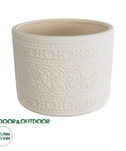 GloboStar® Artificial Garden BERATAN 20514 Διακοσμητικό Κεραμικό Κασπώ Γλάστρα - Flower Pot Λευκό Φ19 x Υ16cm