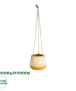 GloboStar® Artificial Garden BUBASTIS 20528 Κρεμαστό Διακοσμητικό Κεραμικό Κασπώ Γλάστρα - Flower Pot Πορτοκαλί με Λευκό Φ13 x Υ10.5cm