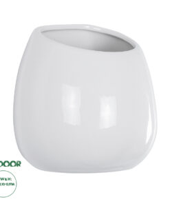 GloboStar® Artificial Garden GRENADA 20537 Διακοσμητική Κεραμική Γλάστρα Λευκή Φ12 x Υ13