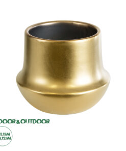 GloboStar® Artificial Garden KERKYRA 20547 Διακοσμητικό Κεραμικό Κασπώ Γλάστρα - Flower Pot Χρυσό Φ15 x Υ12.5cm