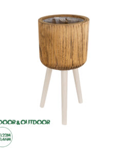 GloboStar® Artificial Garden JAMAICA 20554 Διακοσμητικό Ξύλινο Κασπώ Γλάστρα - Flower Pot Καφέ Φ22 x Υ46cm