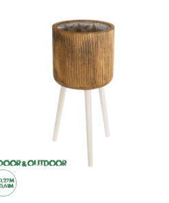 GloboStar® Artificial Garden JAMAICA 20555 Διακοσμητικό Ξύλινο Κασπώ Γλάστρα - Flower Pot Καφέ Φ27 x Υ61cm