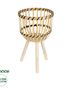 GloboStar® Artificial Garden FOLEGANDROS 20583 Διακοσμητικό Ξύλινο Κασπώ Γλάστρα - Flower Pot Μπεζ Φ28 x Υ47cm