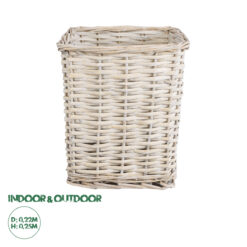 GloboStar® Artificial Garden KYOTO 20590 Διακοσμητικό Πλεκτό Καλάθι - Κασπώ Γλάστρα - Flower Pot Λευκό με Μπεζ Φ22 x Υ25cm