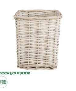 GloboStar® Artificial Garden KYOTO 20590 Διακοσμητικό Πλεκτό Καλάθι - Κασπώ Γλάστρα - Flower Pot Λευκό με Μπεζ Φ22 x Υ25cm