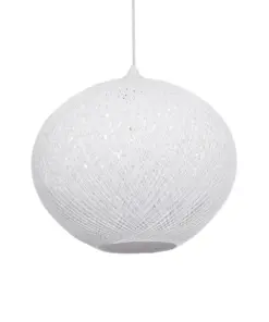 GLOBOSTAR® SOLEI 205-0007 Boho Κρεμαστό Φωτιστικό Οροφής με Ντουί 1 x E27 AC 220-240V IP20 - Λευκό - M40 x Π40 x Υ36cm