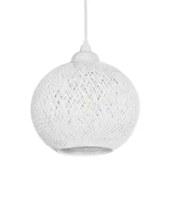 GLOBOSTAR® SOLEI 205-0009 Boho Κρεμαστό Φωτιστικό Οροφής με Ντουί 1 x E27 AC 220-240V IP20 - Λευκό - M20 x Π20 x Υ25cm