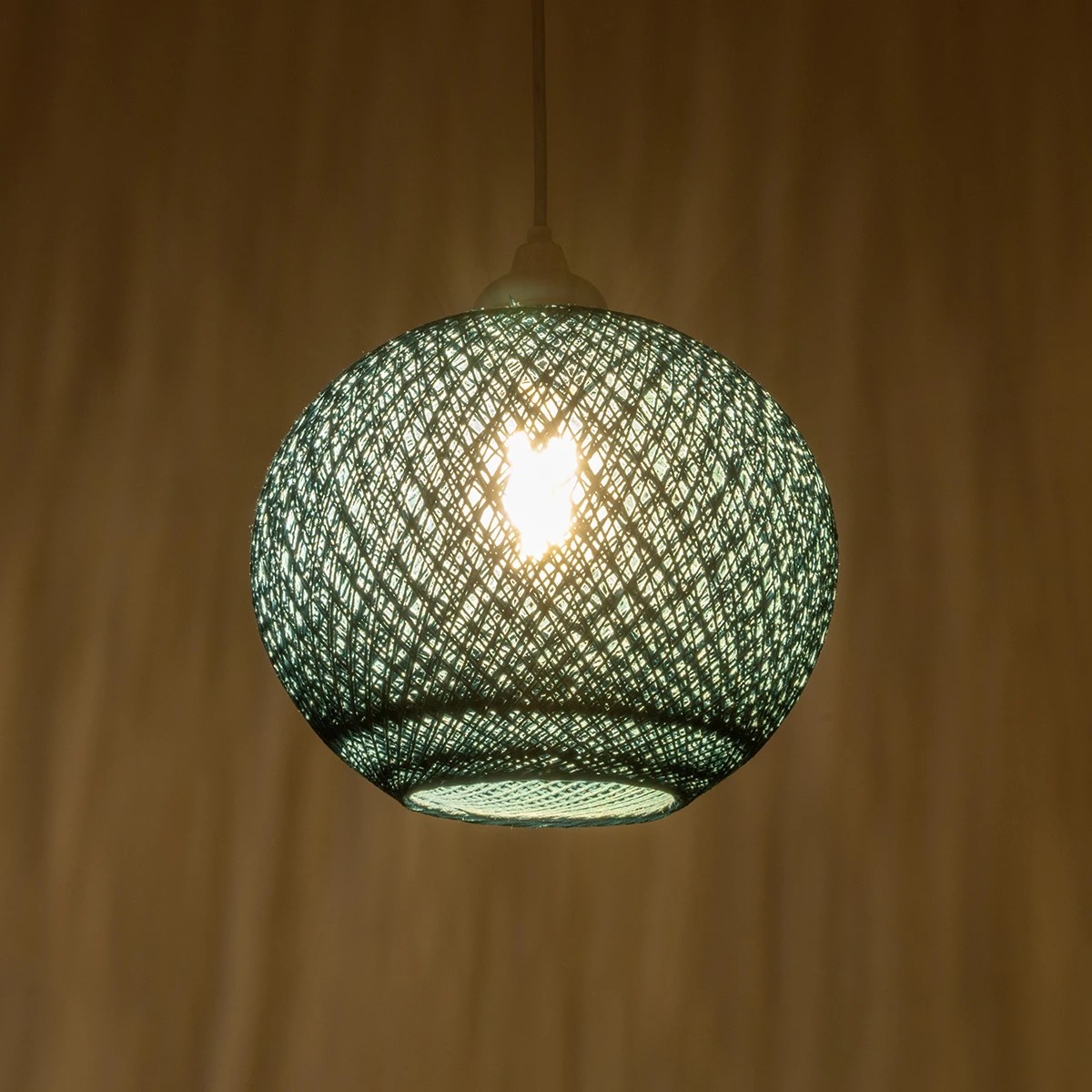 GLOBOSTAR® SOLEI 205-0012 Boho Κρεμαστό Φωτιστικό Οροφής με Ντουί 1 x E27 AC 220-240V IP20 - Τιρκουάζ - M20 x Π20 x Υ25cm - Image 3