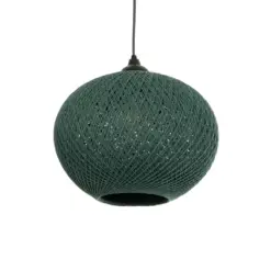 GLOBOSTAR® SOLEI 205-0014 Boho Κρεμαστό Φωτιστικό Οροφής με Ντουί 1 x E27 AC 220-240V IP20 - Πράσινο - M30 x Π30 x Υ26cm