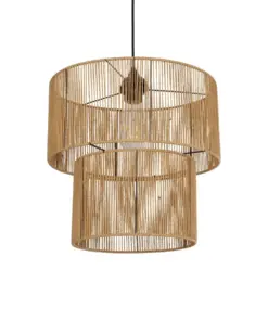 GLOBOSTAR® ROXXI 205-0019 Boho Κρεμαστό Φωτιστικό Οροφής με Ντουί 1 x E27 AC 220-240V IP20 - Μπεζ - M35 x Π35 x Υ37cm