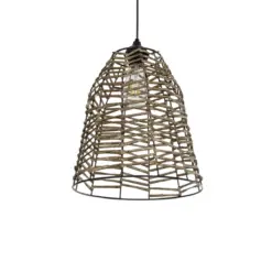 GLOBOSTAR® NETZ 205-0026 Boho Κρεμαστό Φωτιστικό Οροφής με Ντουί 1 x E27 AC 220-240V IP20 - Μπεζ - M30 x Π30 x Υ38cm
