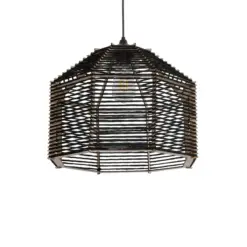 GLOBOSTAR® VORK 205-0027 Boho Κρεμαστό Φωτιστικό Οροφής με Ντουί 1 x E27 AC 220-240V IP20 - Μαύρο - M40 x Π40 x Υ36cm