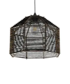 GLOBOSTAR® VORK 205-0027 Boho Κρεμαστό Φωτιστικό Οροφής με Ντουί 1 x E27 AC 220-240V IP20 - Μαύρο - M40 x Π40 x Υ36cm