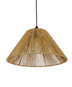 GLOBOSTAR® HATA 205-0036 Boho Κρεμαστό Φωτιστικό Οροφής με Ντουί 1 x E27 AC 220-240V IP20 - Μπεζ - M35 x Π35 x Υ21cm