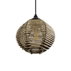 GLOBOSTAR® JUTTI 205-0041 Boho Κρεμαστό Φωτιστικό Οροφής με Ντουί 1 x E27 AC 220-240V IP20 - Μπεζ - M20 x Π20 x Υ18cm