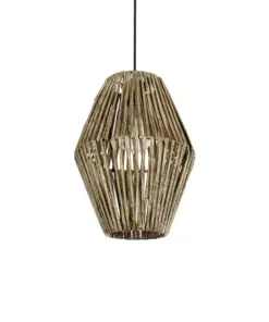 GLOBOSTAR® ARANCIA 205-0046 Boho Κρεμαστό Φωτιστικό Οροφής με Ντουί 1 x E27 AC 220-240V IP20 - Μπεζ - M26 x Π26 x Υ36cm