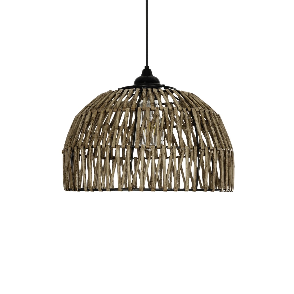 GLOBOSTAR® ARANCIA 205-0047 Boho Κρεμαστό Φωτιστικό Οροφής με Ντουί 1 x E27 AC 220-240V IP20 - Μπεζ - M35 x Π35 x Υ26cm - Image 5