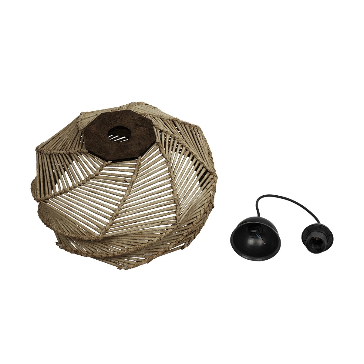 GLOBOSTAR® HUSLE 205-0049 Boho Κρεμαστό Φωτιστικό Οροφής με Ντουί 1 x E27 AC 220-240V IP20 - Μπεζ - M38 x Π38 x Υ23cm - Image 12