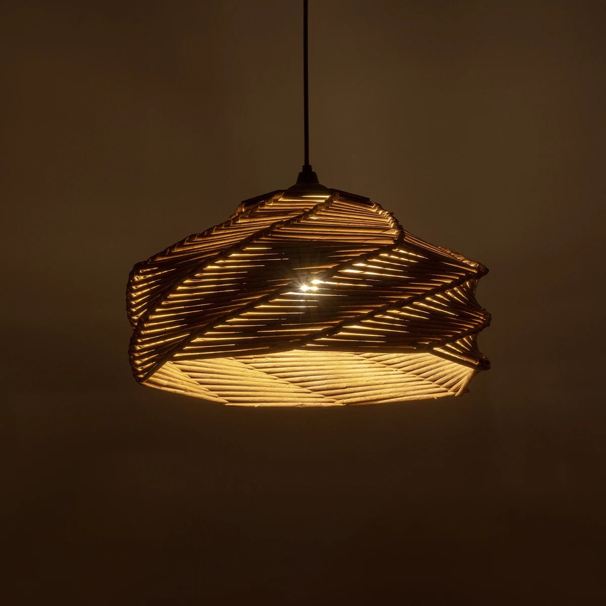 GLOBOSTAR® HUSLE 205-0049 Boho Κρεμαστό Φωτιστικό Οροφής με Ντουί 1 x E27 AC 220-240V IP20 - Μπεζ - M38 x Π38 x Υ23cm - Image 3