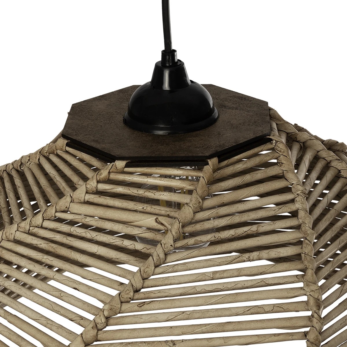 GLOBOSTAR® HUSLE 205-0049 Boho Κρεμαστό Φωτιστικό Οροφής με Ντουί 1 x E27 AC 220-240V IP20 - Μπεζ - M38 x Π38 x Υ23cm - Image 10