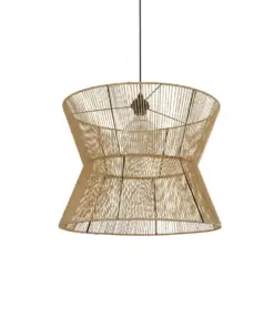 GLOBOSTAR® UPCONE 205-0056 Boho Κρεμαστό Φωτιστικό Οροφής με Ντουί 1 x E27 AC 220-240V IP20 - Μπεζ - M50 x Π50 x Υ43cm