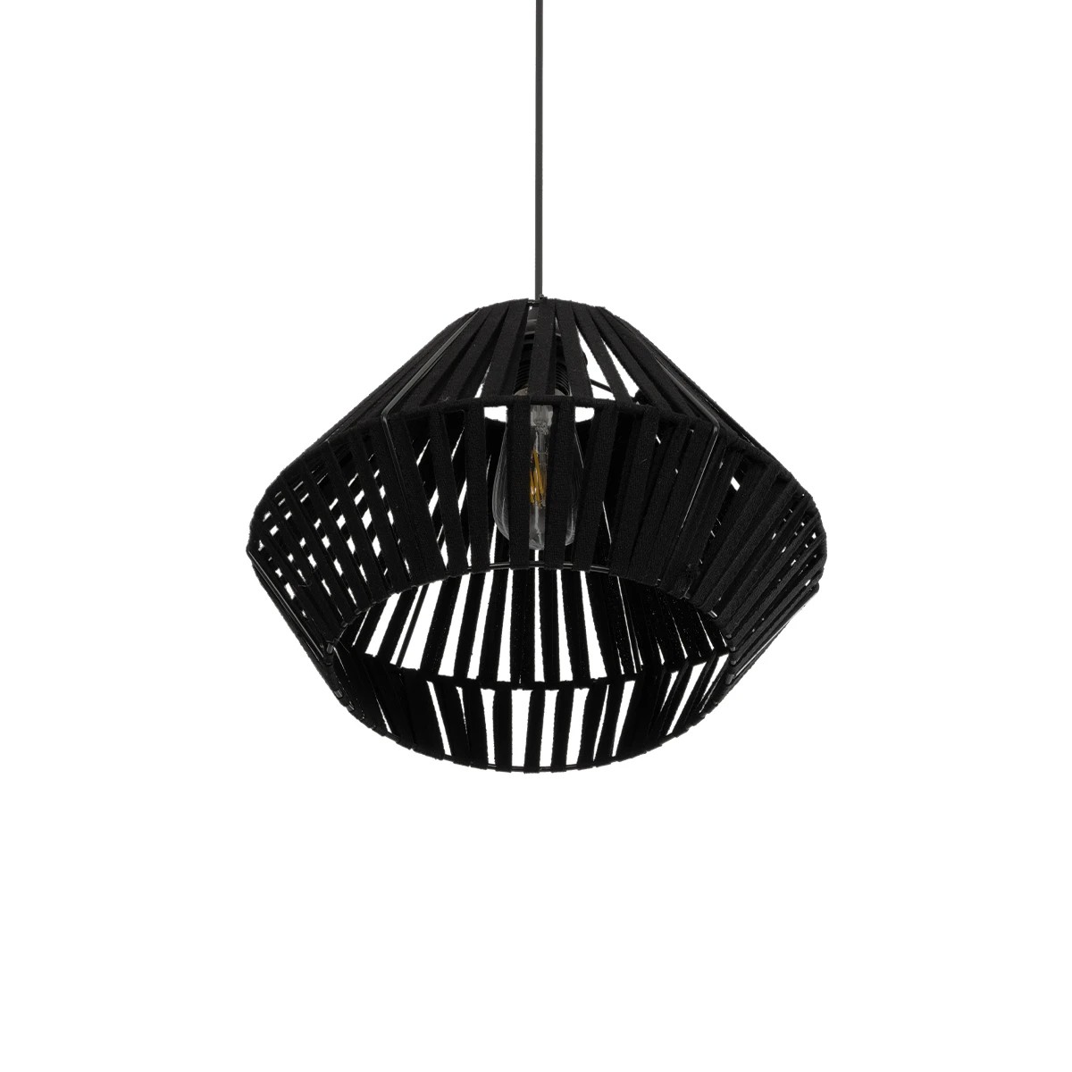 GLOBOSTAR® NUI 205-0061 Boho Κρεμαστό Φωτιστικό Οροφής με Ντουί 1 x E27 AC 220-240V IP20 - Μαύρο - M36 x Π36 x Υ27cm - Image 6