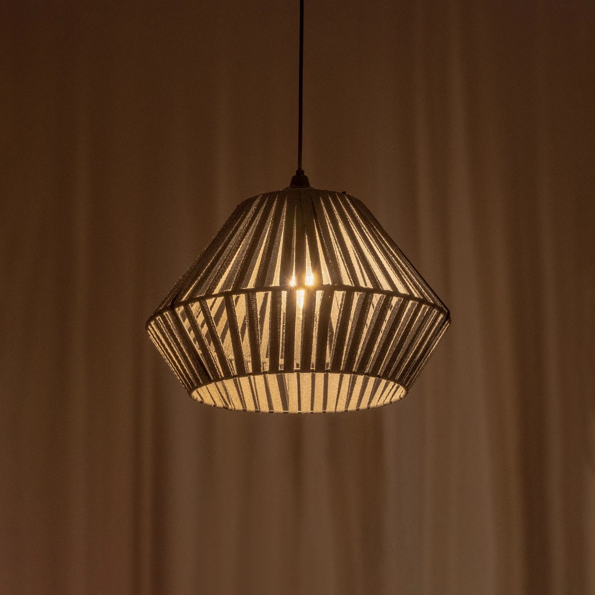 GLOBOSTAR® NUI 205-0065 Boho Κρεμαστό Φωτιστικό Οροφής με Ντουί 1 x E27 AC 220-240V IP20 - Γκρι - M36 x Π36 x Υ27cm - Image 3