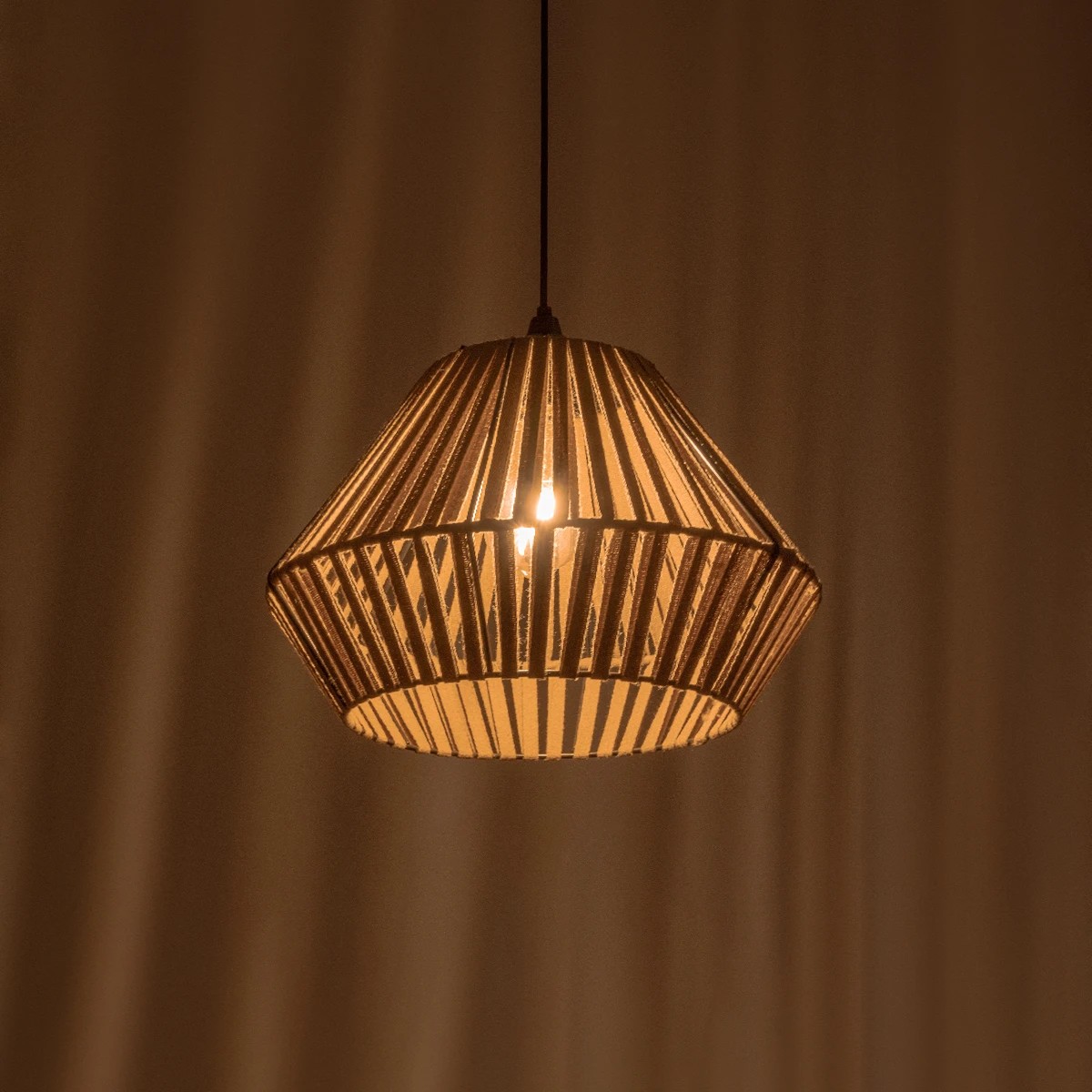 GLOBOSTAR® NUI 205-0067 Boho Κρεμαστό Φωτιστικό Οροφής με Ντουί 1 x E27 AC 220-240V IP20 - Μπεζ - M36 x Π36 x Υ27cm - Image 3