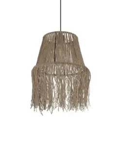 GLOBOSTAR® ROKA 205-0075 Boho Κρεμαστό Φωτιστικό Οροφής με Ντουί 1 x E27 AC 220-240V IP20 - Μπεζ - M30 x Π30 x Υ45cm