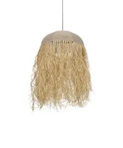 GLOBOSTAR® PLUVIA 205-0080 Boho Κρεμαστό Φωτιστικό Οροφής με Ντουί 1 x E27 AC 220-240V IP20 - Μπεζ - M50 x Π50 x Υ80cm