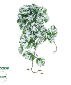 GloboStar® Artificial Garden ALBINO MONSTERA HANGING PLANT 20606 - Τεχνητό Διακοσμητικό Κρεμαστό Φυτό Μονστέρα Υ45cm