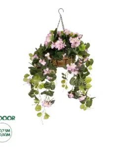 GloboStar® Artificial Garden BEGONIA HANGING PLANT 20639 Τεχνητό Κρεμαστό Διακοσμητικό Φυτό Βιγόνια Π75 x Μ75 x Y80cm