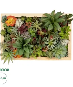 GloboStar® Artificial Garden VARIOUS PLANT 20642 Τεχνητό Διακοσμητικό Φυλλωσιάς σε Ξύλινο Πάνελ - Κάθετος Κήπος Μιξ Μ60 x Π40 x Υ20cm
