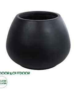 GloboStar® Artificial Garden COLOMBO 20695 Διακοσμητικό Πολυεστερικό Τσιμεντένιο Κασπώ Γλάστρα - Flower Pot Μαύρο Φ60 x Υ45cm