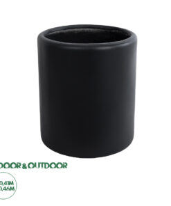 GloboStar® Artificial Garden PUEBLA 20698 Διακοσμητικό Πολυεστερικό Τσιμεντένιο Κασπώ Γλάστρα - Flower Pot Μαύρο Φ41 x Υ46cm