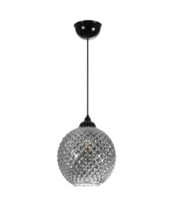 GLOBOSTAR® KEGEL 206-0003 Μοντέρνο Κρεμαστό Φωτιστικό Οροφής με Ντουί 1 x E27 AC 220-240V IP20 – Μαύρο Φιμέ – Μ20 x Π20 x Υ20cm