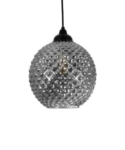 GLOBOSTAR® KEGEL 206-0003 Μοντέρνο Κρεμαστό Φωτιστικό Οροφής με Ντουί 1 x E27 AC 220-240V IP20 – Μαύρο Φιμέ – Μ20 x Π20 x Υ20cm