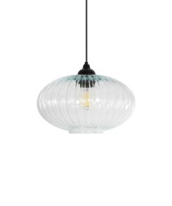 GLOBOSTAR® PERA 206-0009 Μοντέρνο Κρεμαστό Φωτιστικό Οροφής με Ντουί 1 x E27 AC 220-240V IP20 – Διάφανο – Μ30 x Π30 x Υ22cm