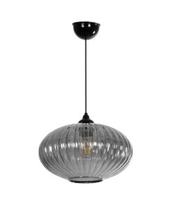 GLOBOSTAR® PERA 206-0010 Μοντέρνο Κρεμαστό Φωτιστικό Οροφής με Ντουί 1 x E27 AC 220-240V IP20 – Μαύρο Φιμέ – Μ30 x Π30 x Υ22cm