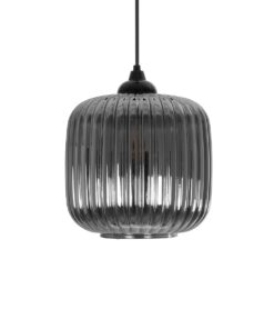 GLOBOSTAR® MELONI 206-0014 Μοντέρνο Κρεμαστό Φωτιστικό Οροφής με Ντουί 1 x E27 AC 220-240V IP20 – Μαύρο Φιμέ – Μ20 x Π20 x Υ24cm