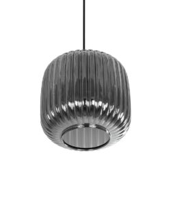 GLOBOSTAR® MELONI 206-0014 Μοντέρνο Κρεμαστό Φωτιστικό Οροφής με Ντουί 1 x E27 AC 220-240V IP20 – Μαύρο Φιμέ – Μ20 x Π20 x Υ24cm