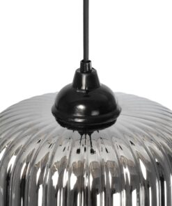 GLOBOSTAR® MELONI 206-0014 Μοντέρνο Κρεμαστό Φωτιστικό Οροφής με Ντουί 1 x E27 AC 220-240V IP20 – Μαύρο Φιμέ – Μ20 x Π20 x Υ24cm