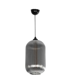 GLOBOSTAR® MELONI 206-0018 Μοντέρνο Κρεμαστό Φωτιστικό Οροφής με Ντουί 1 x E27 AC 220-240V IP20 – Μαύρο Φιμέ – Μ20 x Π20 x Υ38cm