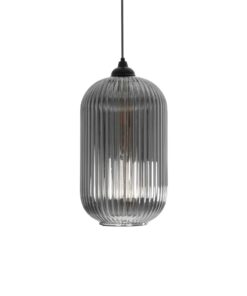 GLOBOSTAR® MELONI 206-0018 Μοντέρνο Κρεμαστό Φωτιστικό Οροφής με Ντουί 1 x E27 AC 220-240V IP20 – Μαύρο Φιμέ – Μ20 x Π20 x Υ38cm