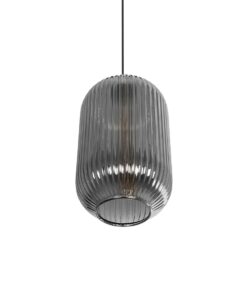 GLOBOSTAR® MELONI 206-0018 Μοντέρνο Κρεμαστό Φωτιστικό Οροφής με Ντουί 1 x E27 AC 220-240V IP20 – Μαύρο Φιμέ – Μ20 x Π20 x Υ38cm